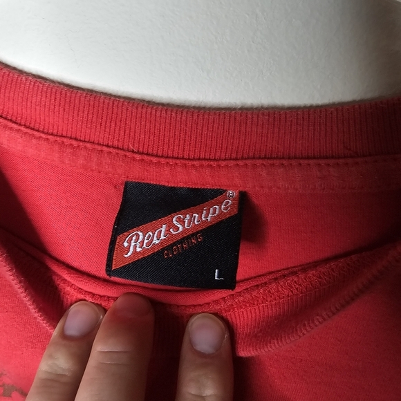 Red Stripe Red "Respect Mon" Jamaica Graphic T-Shirt Size Large - Picture 5 of 7